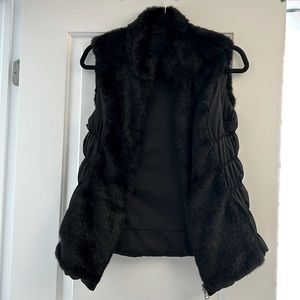 Black faux fur reversible vest